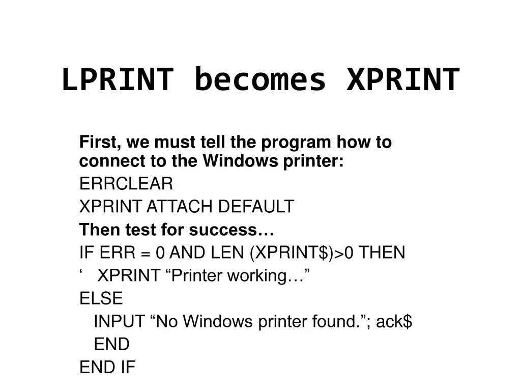 lprint becomes xprint