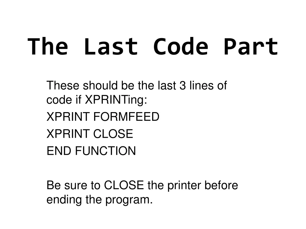 the last code part