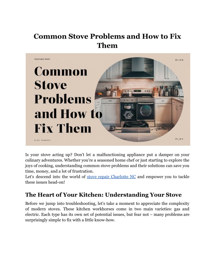 common stove problems and how to fix them