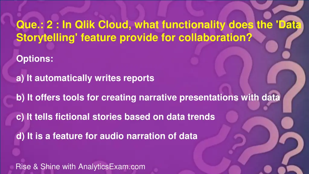 que 2 in qlik cloud what functionality does