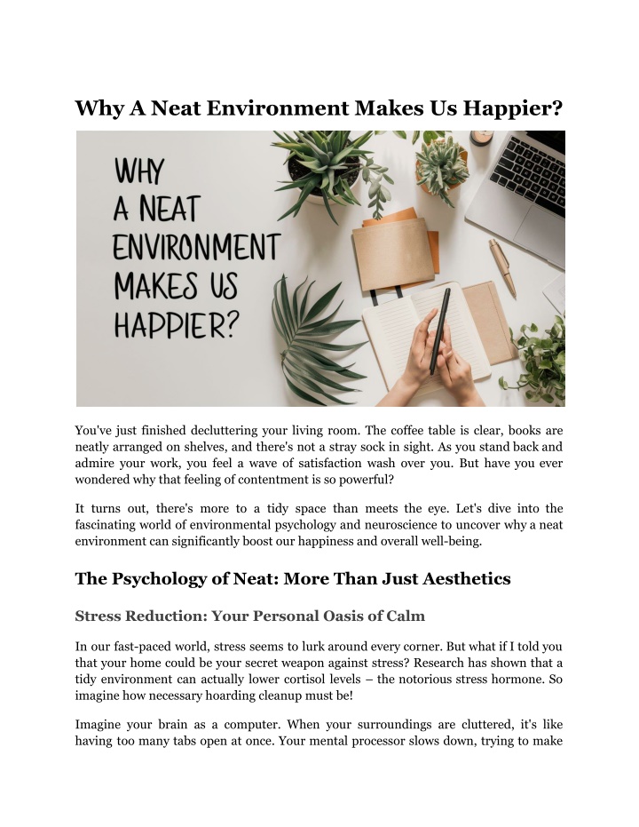 why a neat environment makes us happier