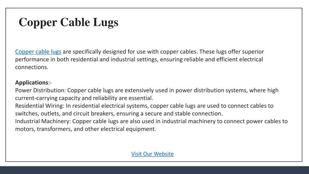 copper cable lugs