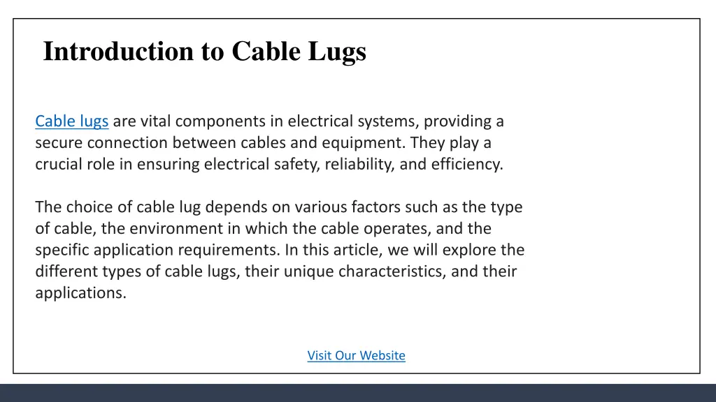 introduction to cable lugs