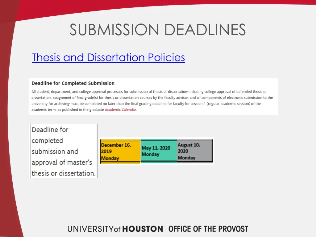 submission deadlines