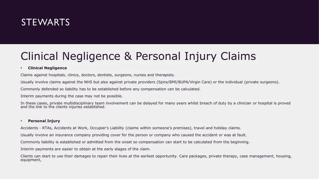 clinical negligence personal injury claims