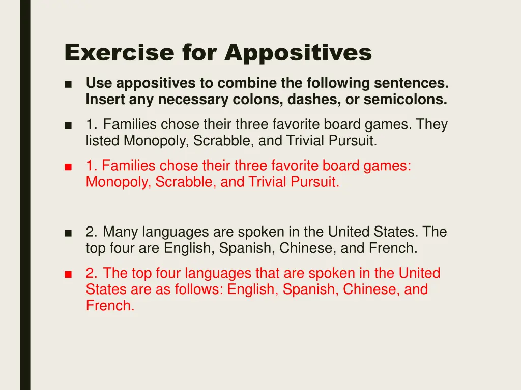 exercise for appositives use appositives