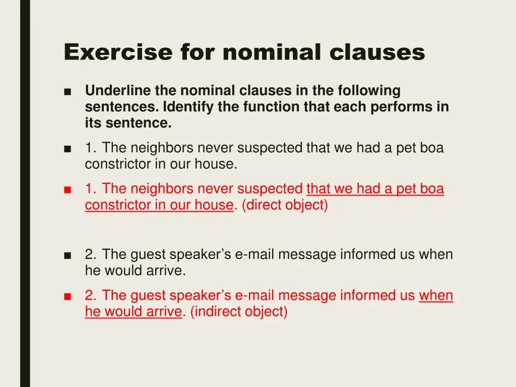 exercise for nominal clauses