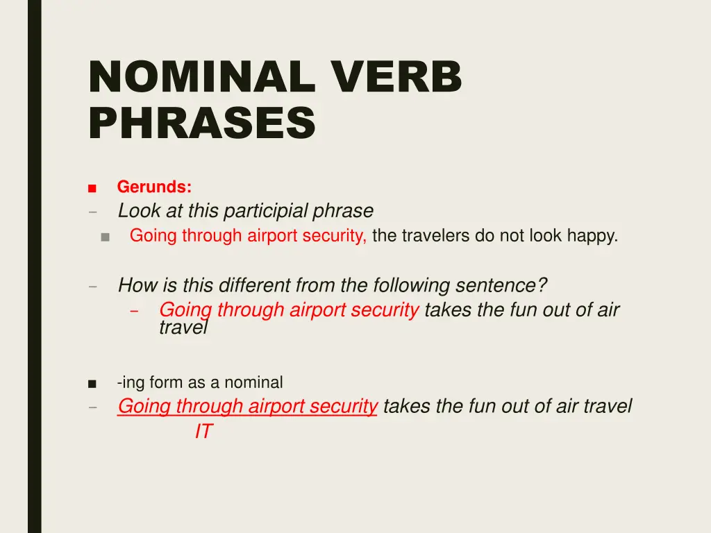 nominal verb phrases