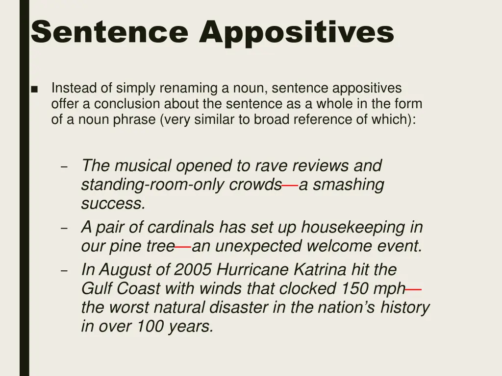 sentence appositives