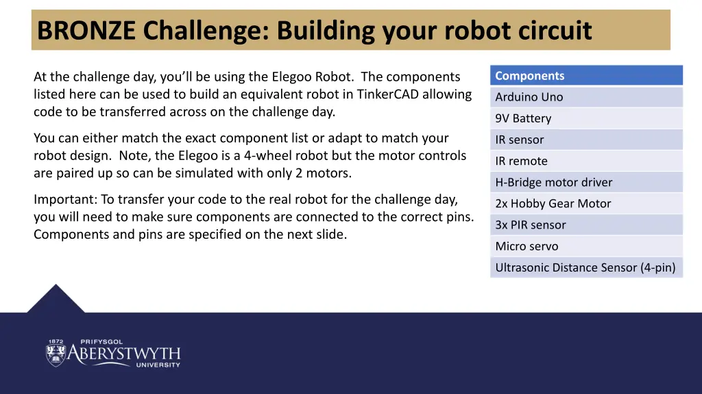 bronze challenge building your robot circuit