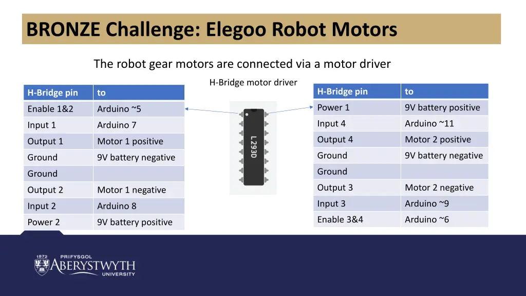 bronze challenge elegoo robot motors