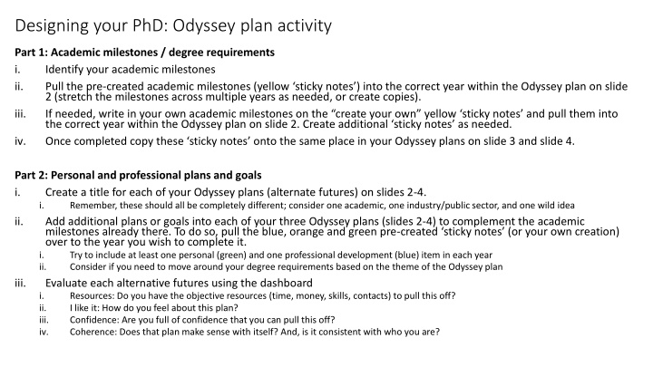 designing your phd odyssey plan activity