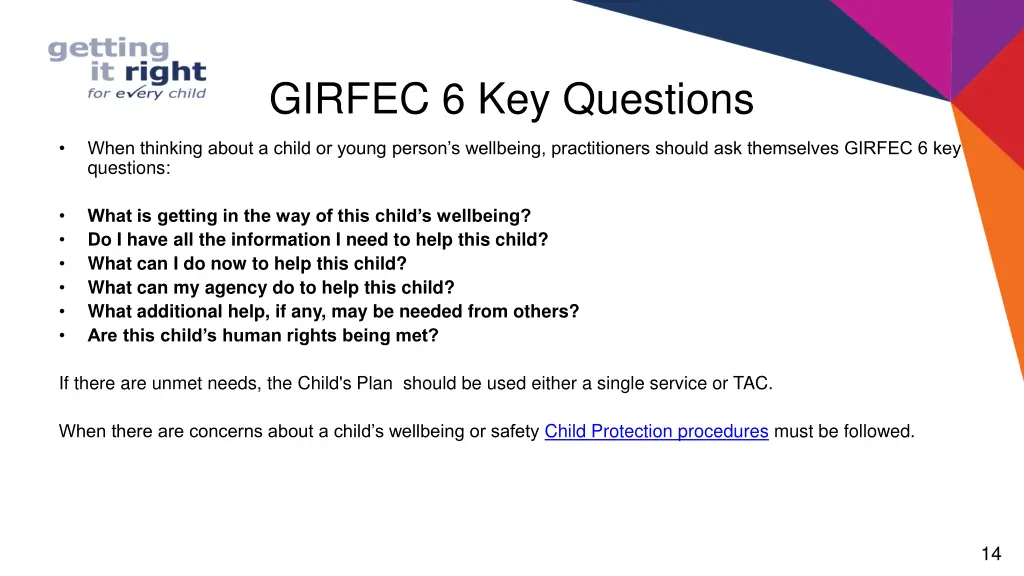 girfec 6 key questions