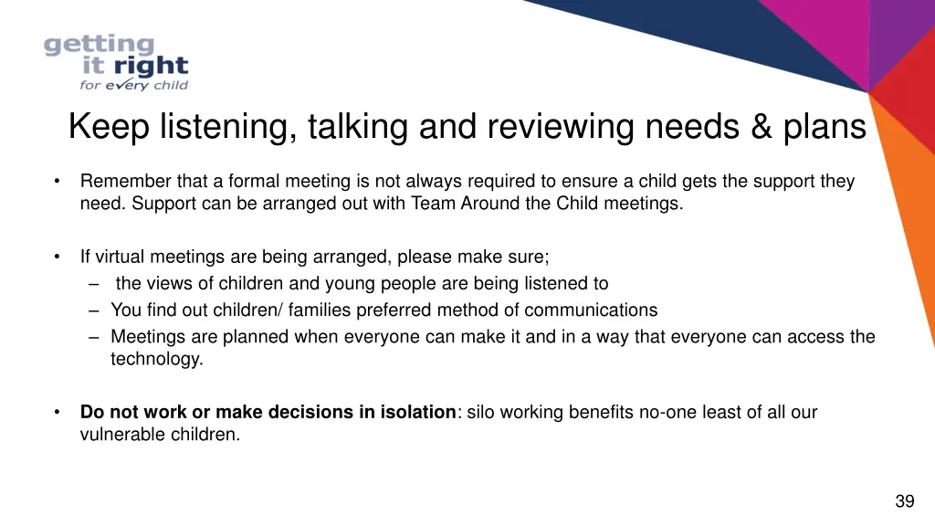 keep listening talking and reviewing needs plans 1