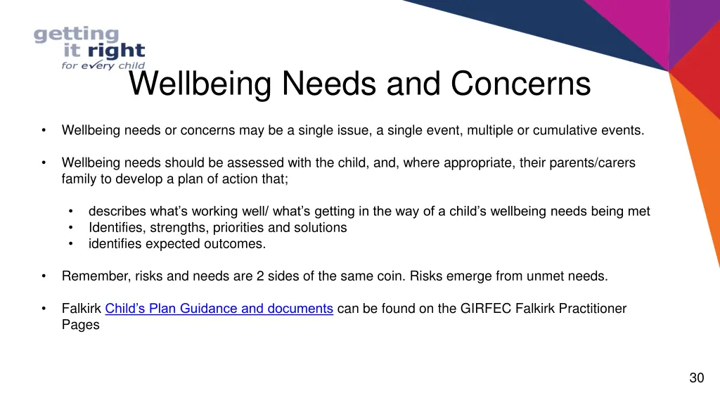 wellbeing needs and concerns