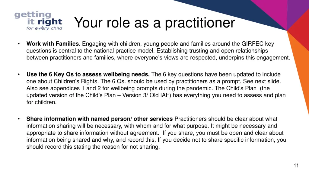 your role as a practitioner