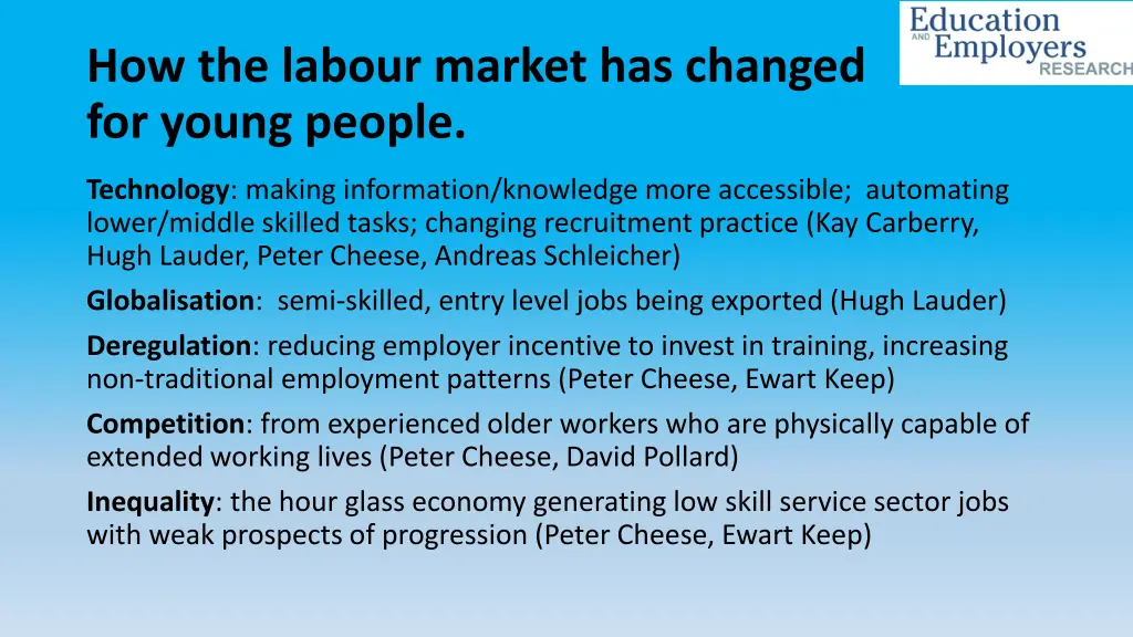 how the labour market has changed for young people