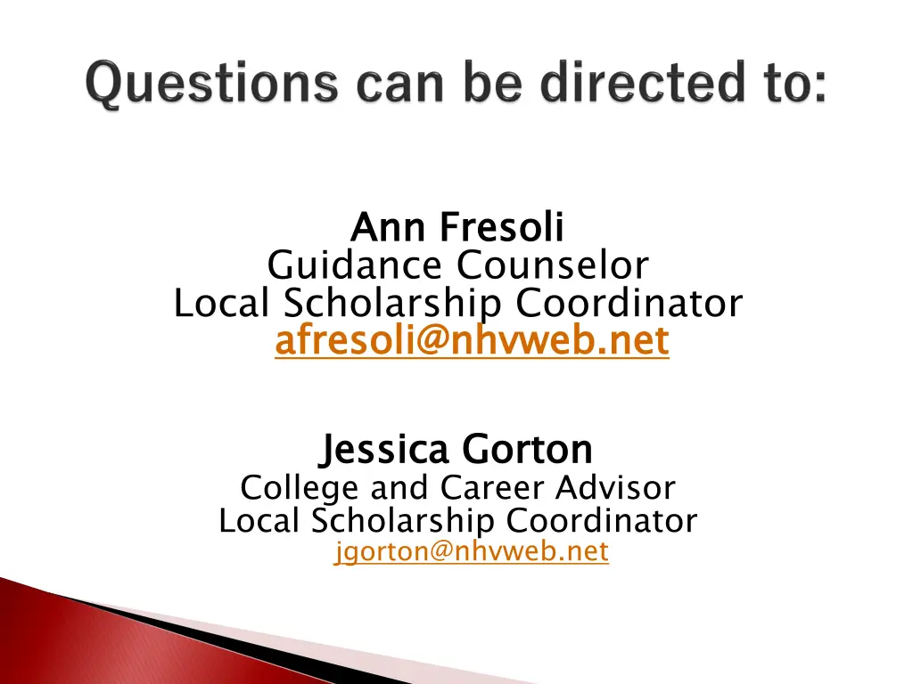 ann fresoli guidance counselor local scholarship