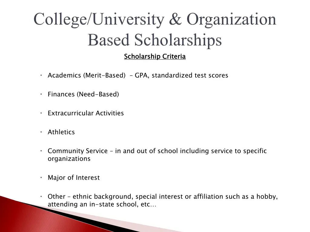 scholarship criteria