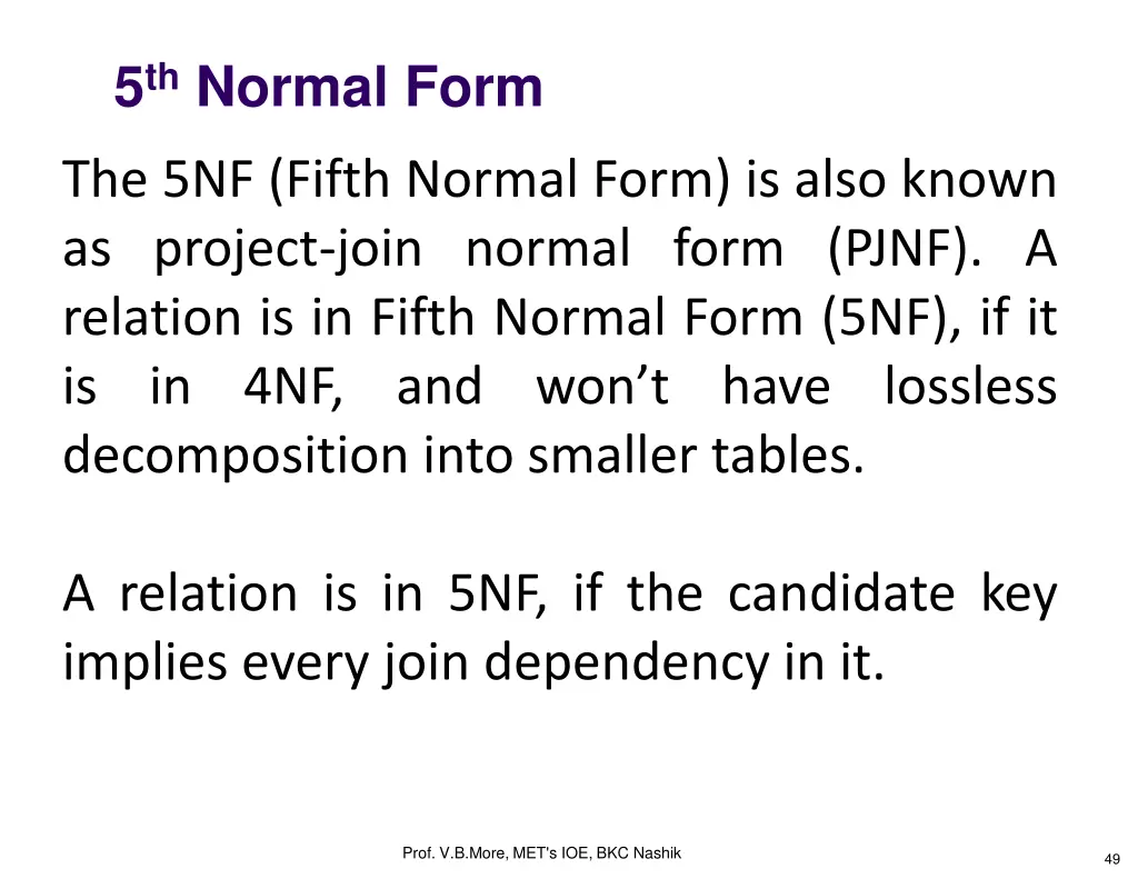 5 th normal form