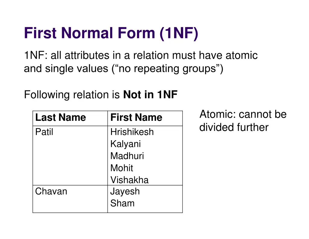 first normal form 1nf