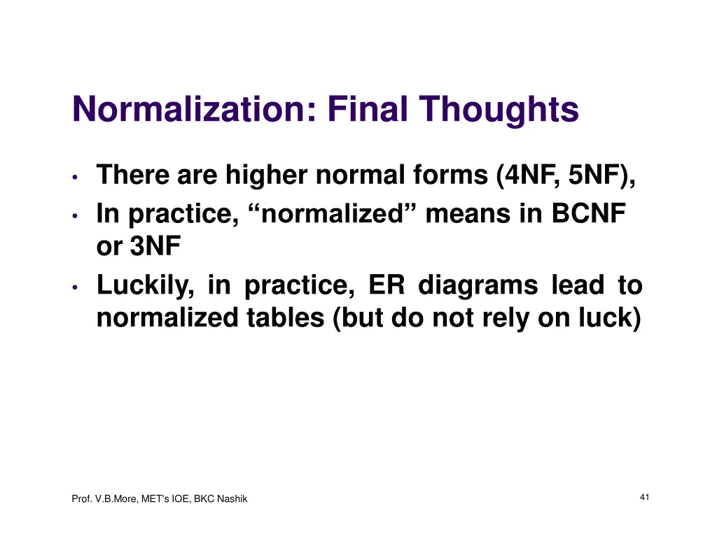 normalization final thoughts