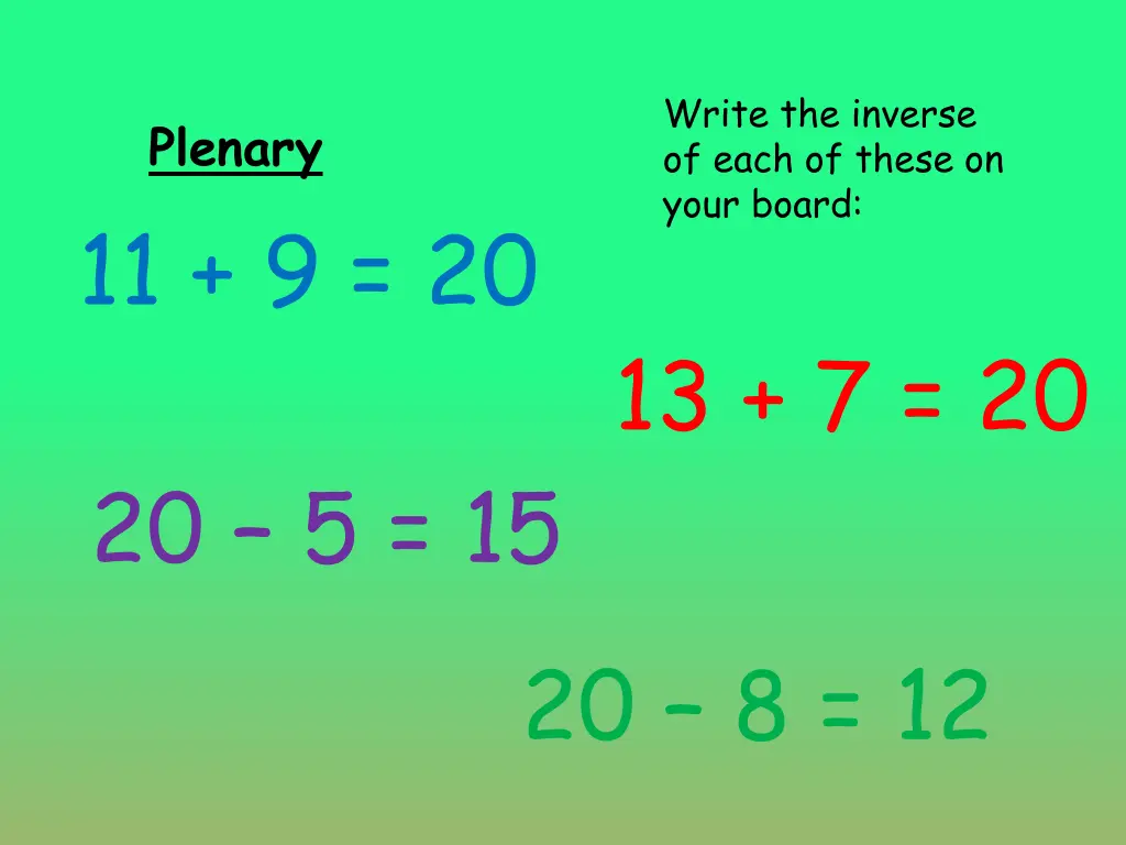 write the inverse of each of these on your board