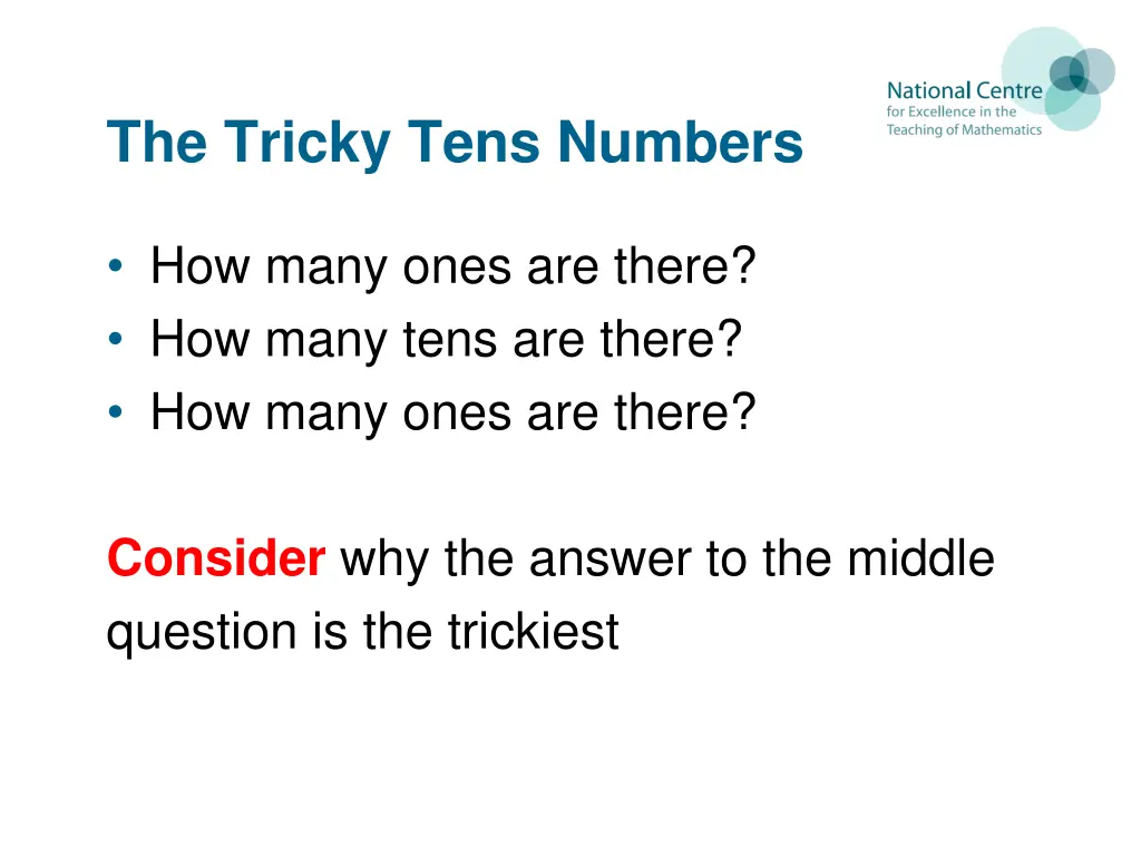 the tricky tens numbers