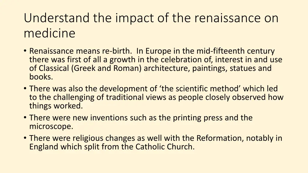 understand the impact of the renaissance