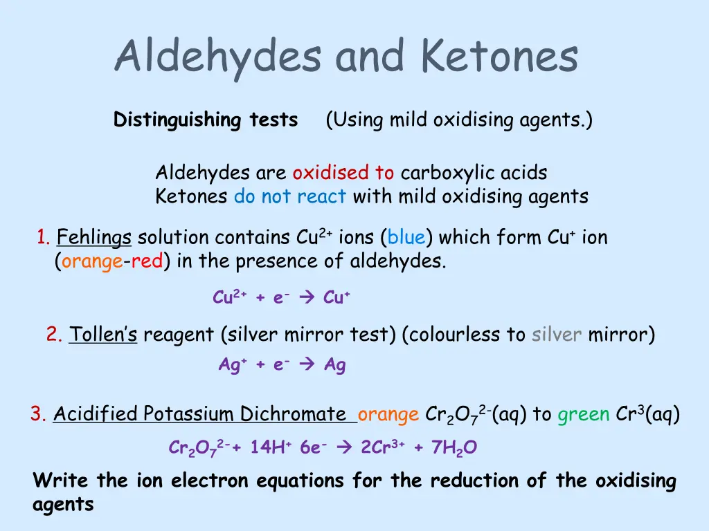 aldehydes and ketones