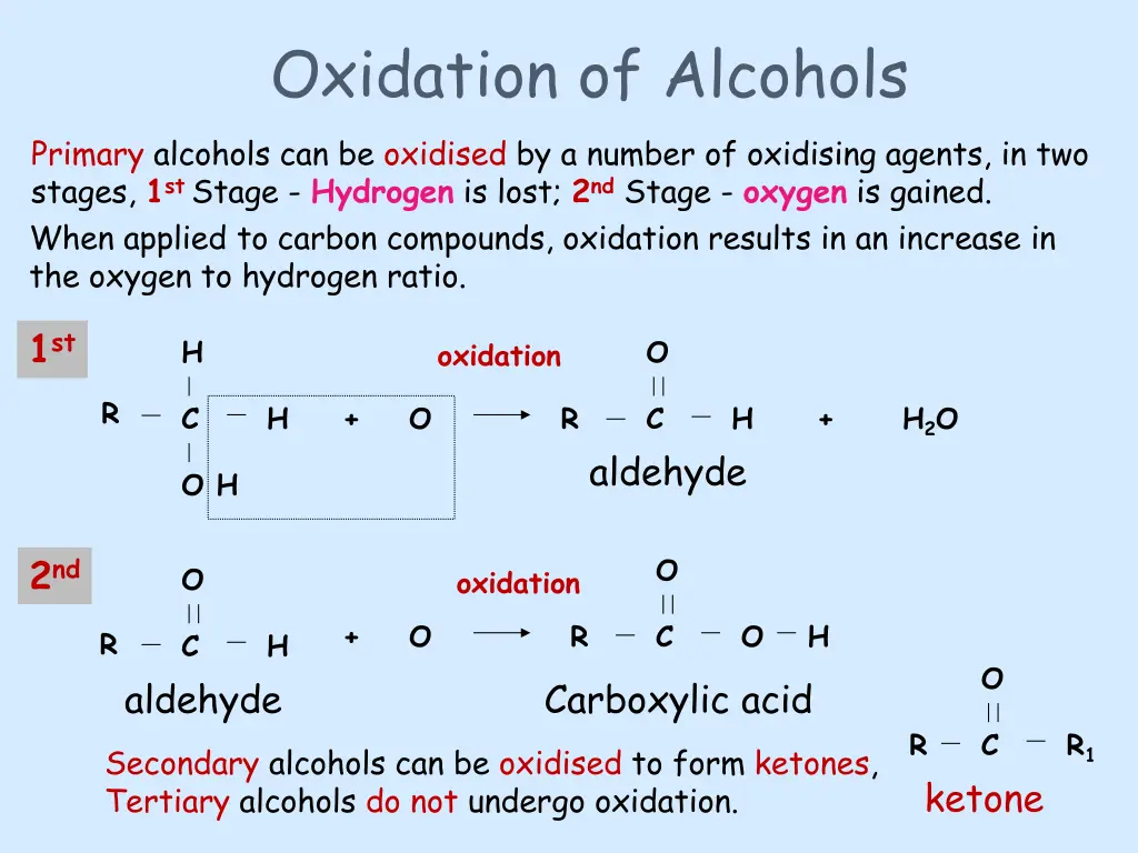 oxidation of alcohols primary alcohols 1