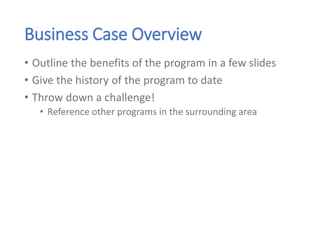 business case overview business case overview