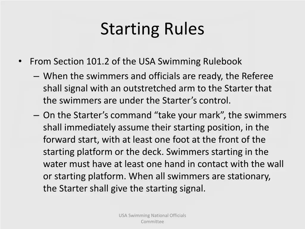 starting rules