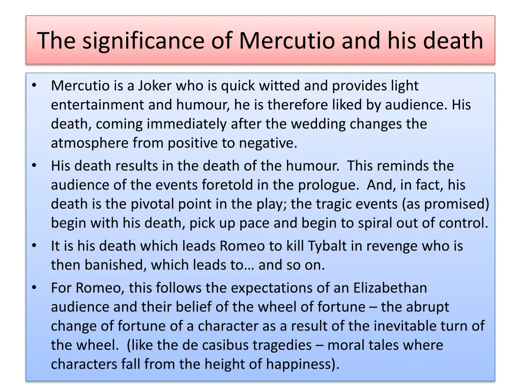 the significance of mercutio and his death