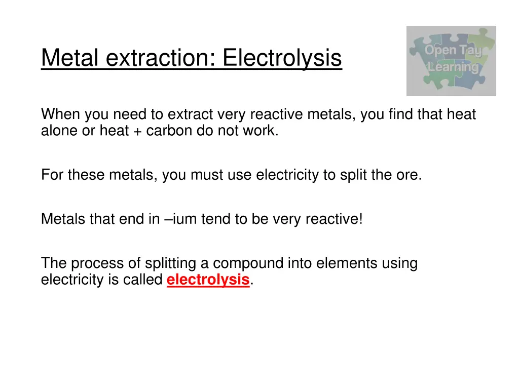 metal extraction electrolysis