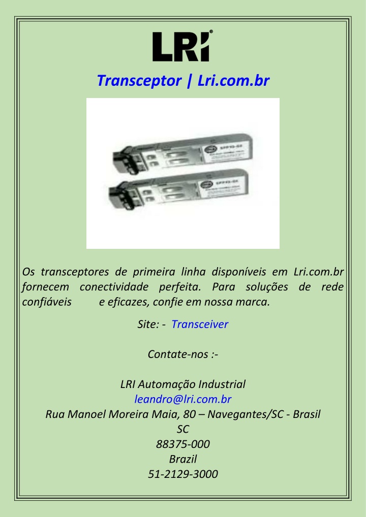 transceptor lri com br