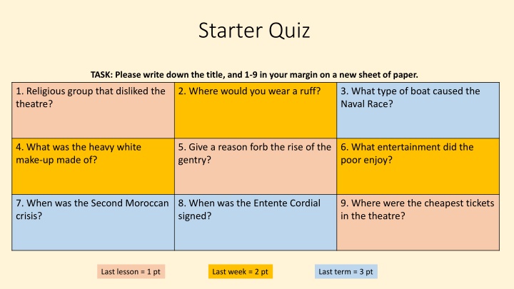 starter quiz