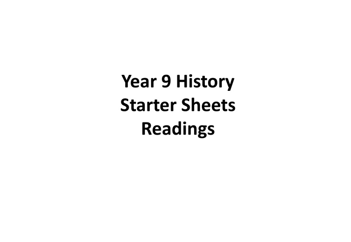 year 9 history starter sheets readings