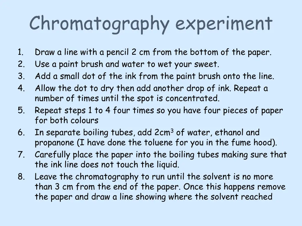 chromatography experiment