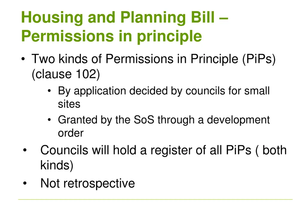 housing and planning bill permissions