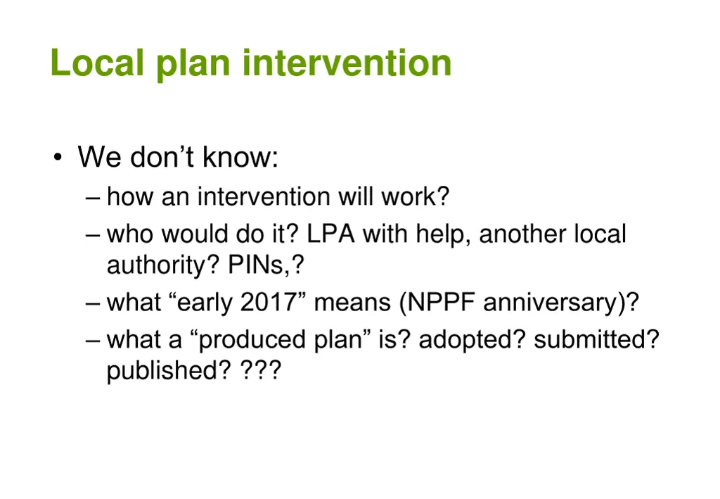 local plan intervention