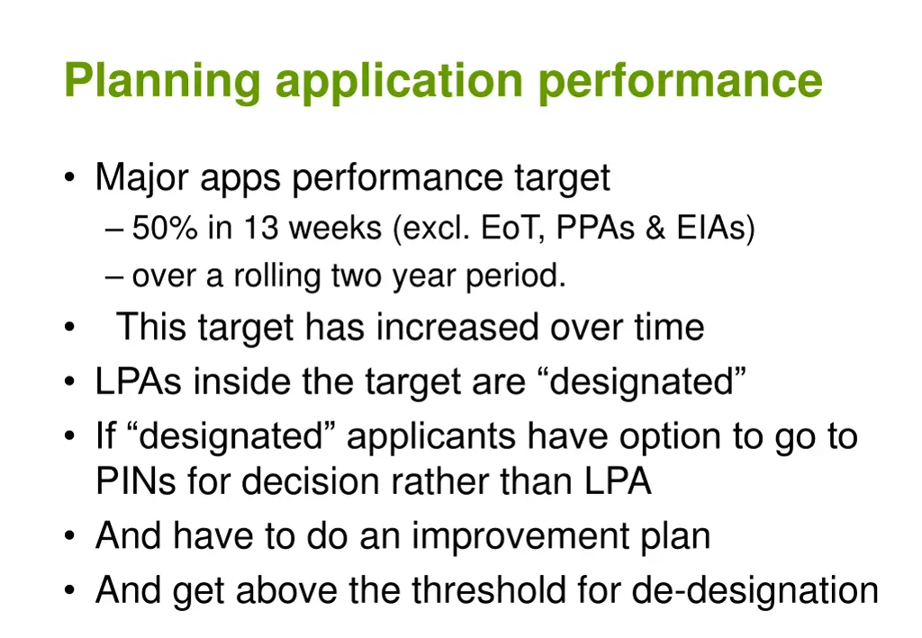 planning application performance