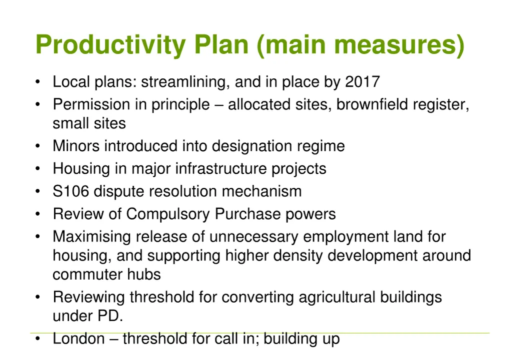 productivity plan main measures