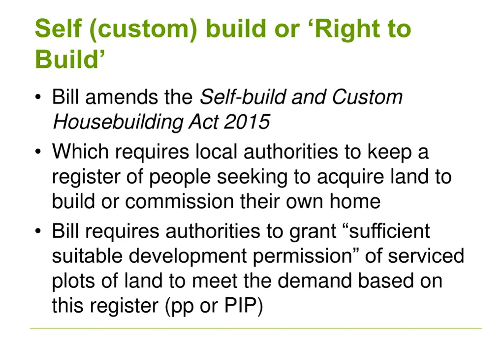 self custom build or right to build bill amends