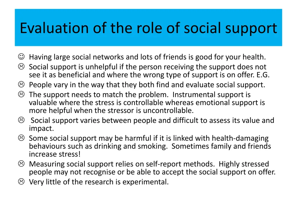 evaluation of the role of social support