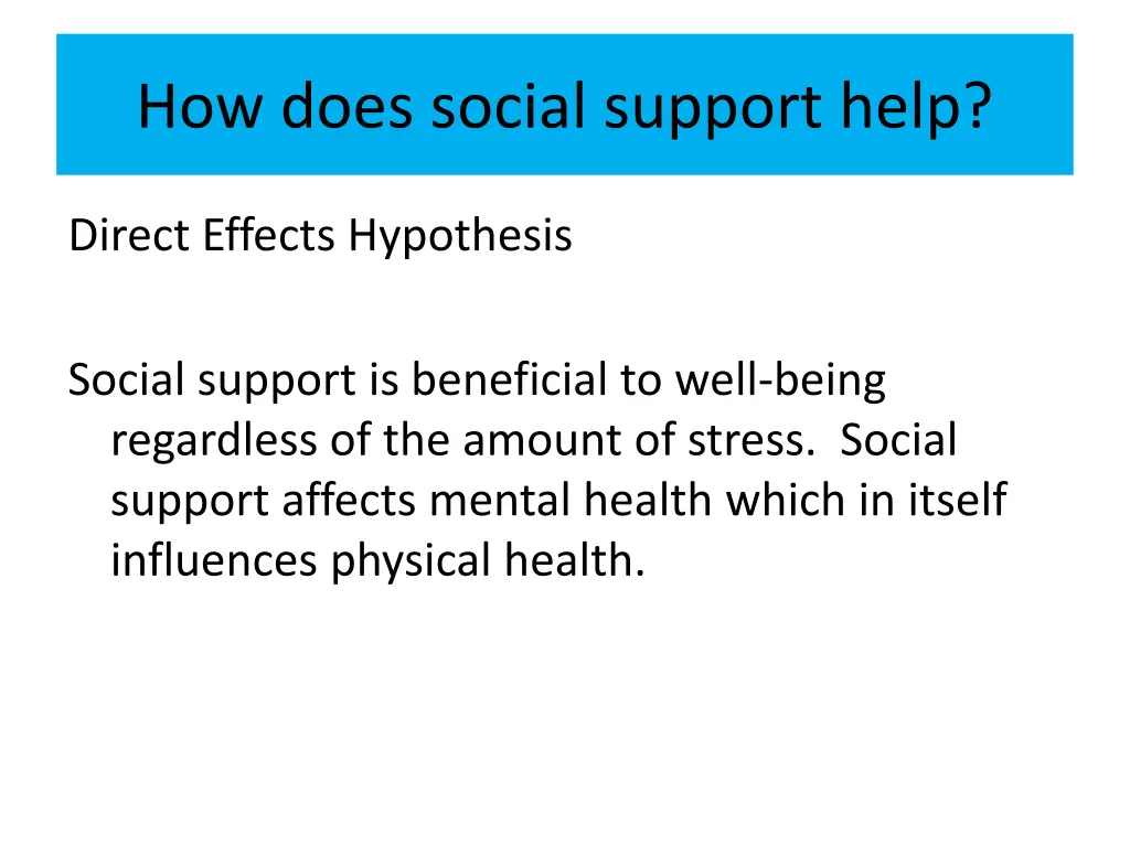 how does social support help 1