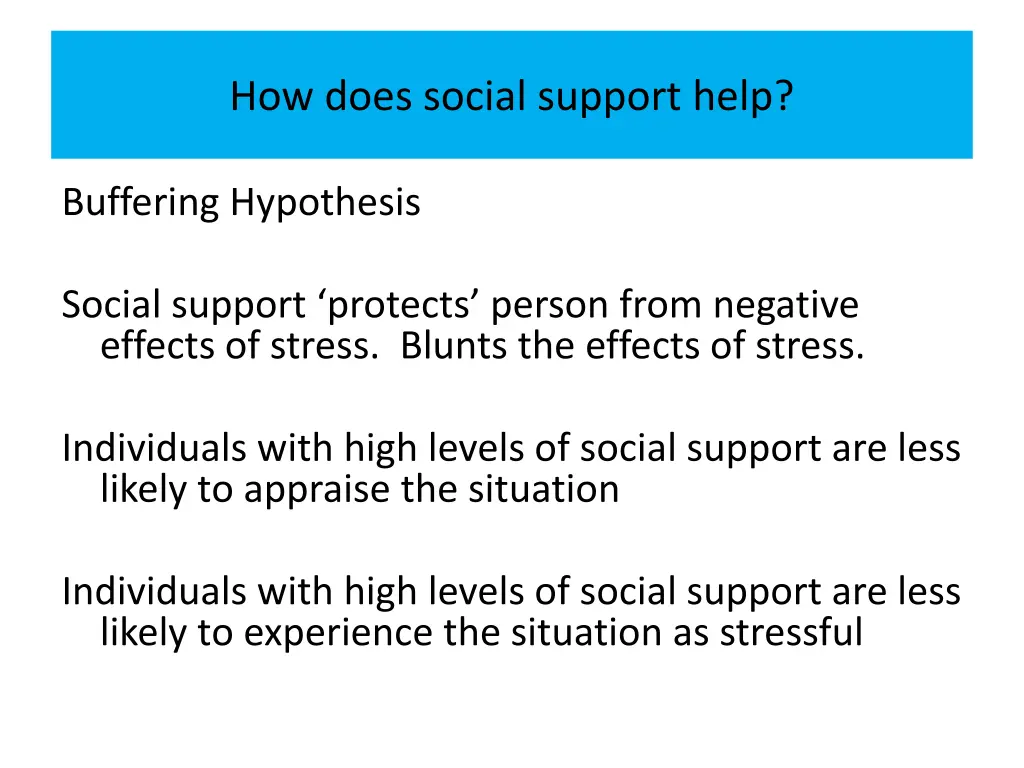 how does social support help