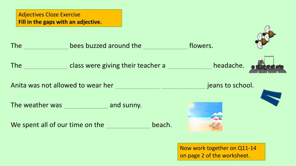 adjectives cloze exercise fill in the gaps with 1