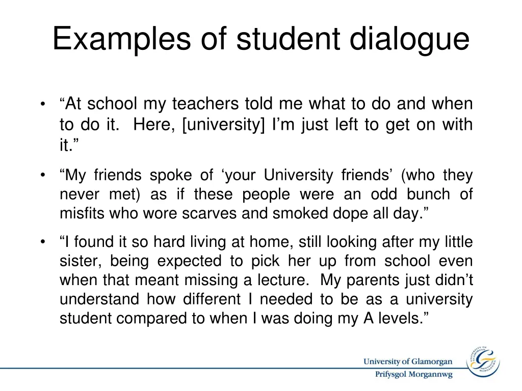 examples of student dialogue