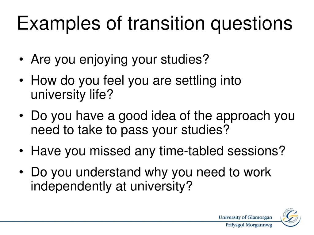 examples of transition questions